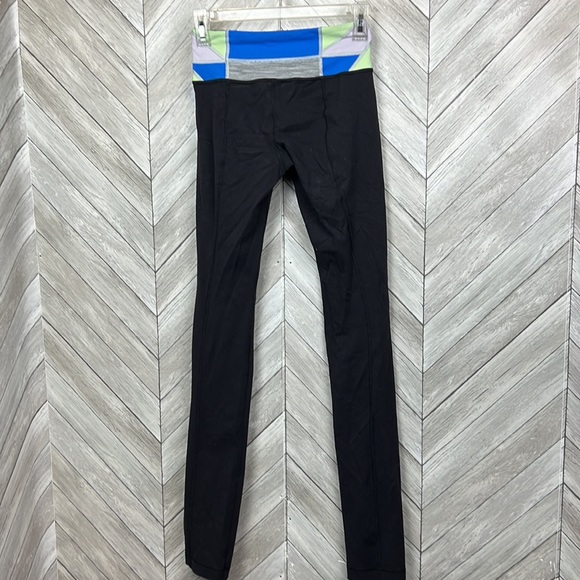 Lululemon reversible leggings size size 2 blue green band - Picture 4 of 6